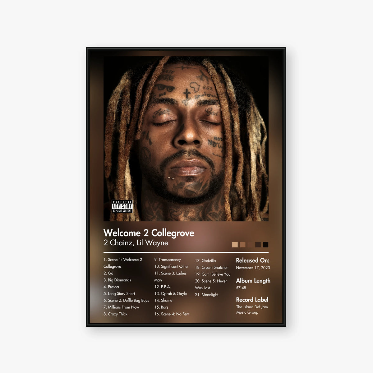 2 Chainz & Lil Wayne — Welcome 2 Collegrove Album Poster — Blur frame mockup