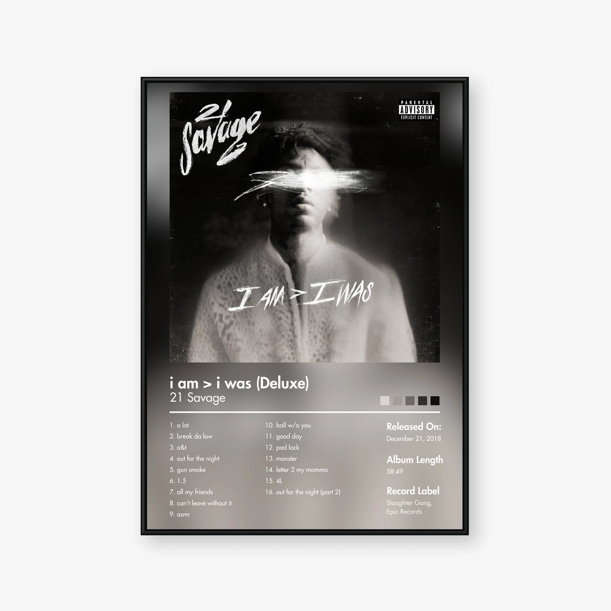 21 Savage — i am > i was (Deluxe) Album Poster — Blur frame mockup