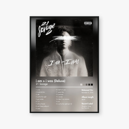 21 Savage — i am > i was (Deluxe) Album Poster — Blur frame mockup