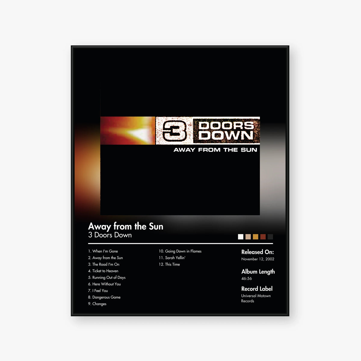 3 Doors Down — Away From the Sun Album Poster — Blur frame mockup