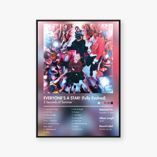 5 Seconds of Summer — EVERYONES A STAR Fully Evolved Album Poster — Blur frame mockup