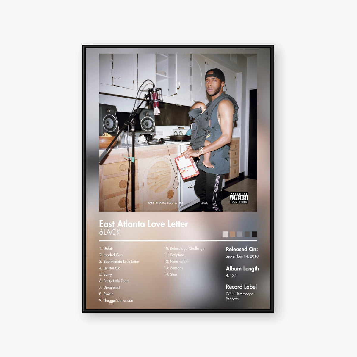 6LACK — East Atlanta Love Letter Album Poster — Blur frame mockup