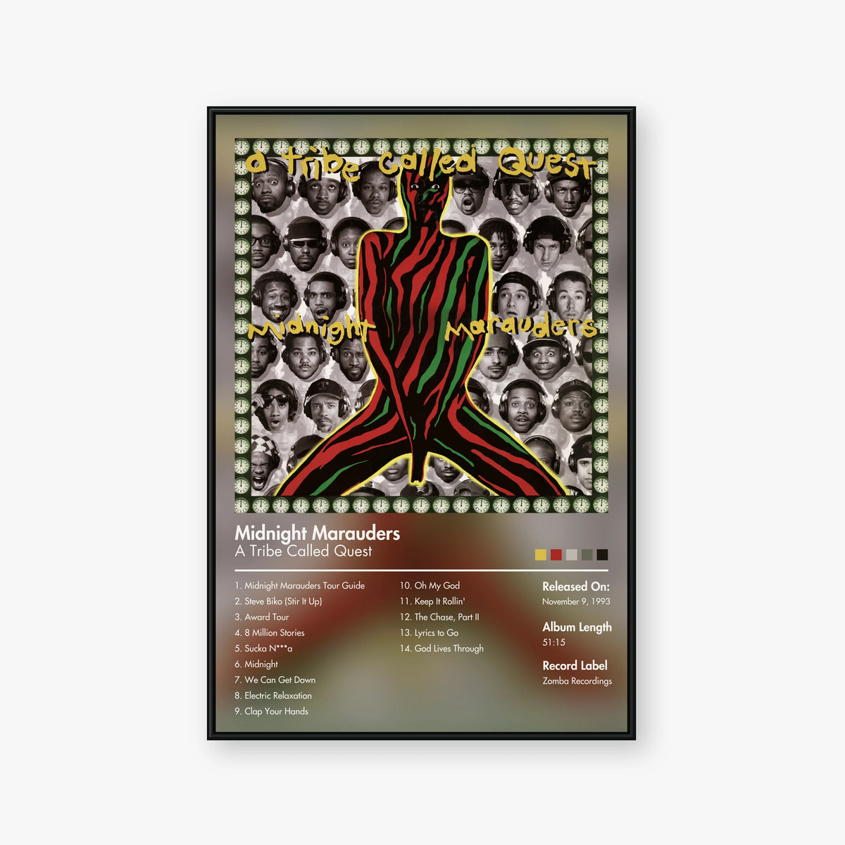 A Tribe Called Quest — Midnight Marauders Album Poster — Blur frame mockup