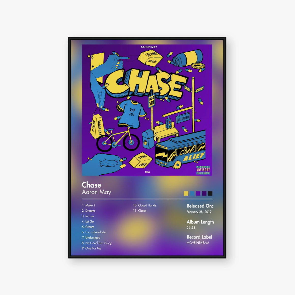 Aaron May — Chase Album Poster — Blur frame mockup