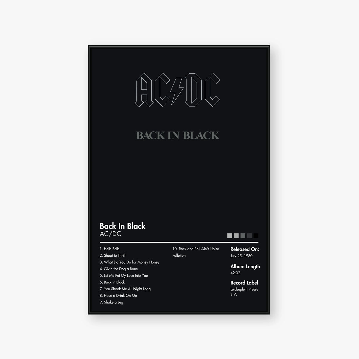AC/DC — Back in Black Album Poster — Blur frame mockup