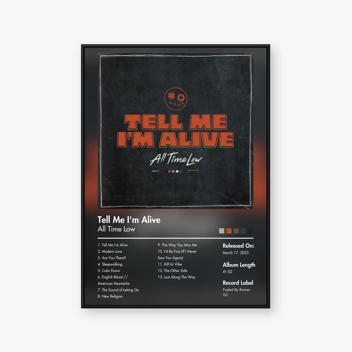 All Time Low — Tell Me Im Alive Album Poster — Blur frame mockup