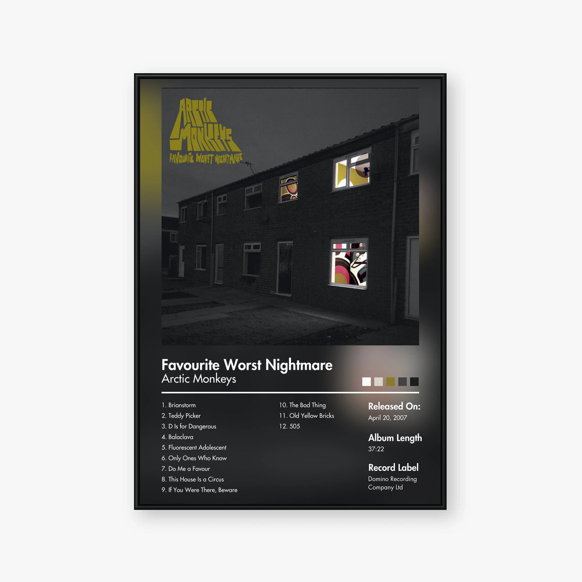 Arctic Monkeys — Favourite Worst Nightmare Album Poster — Blur frame mockup