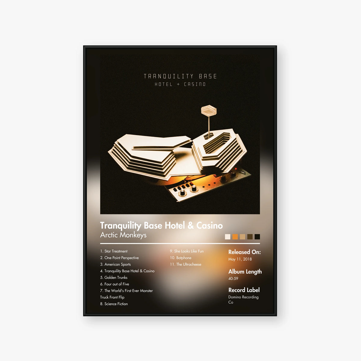 Arctic Monkeys — Tranquility Base Hotel & Casino Album Poster — Blur frame mockup
