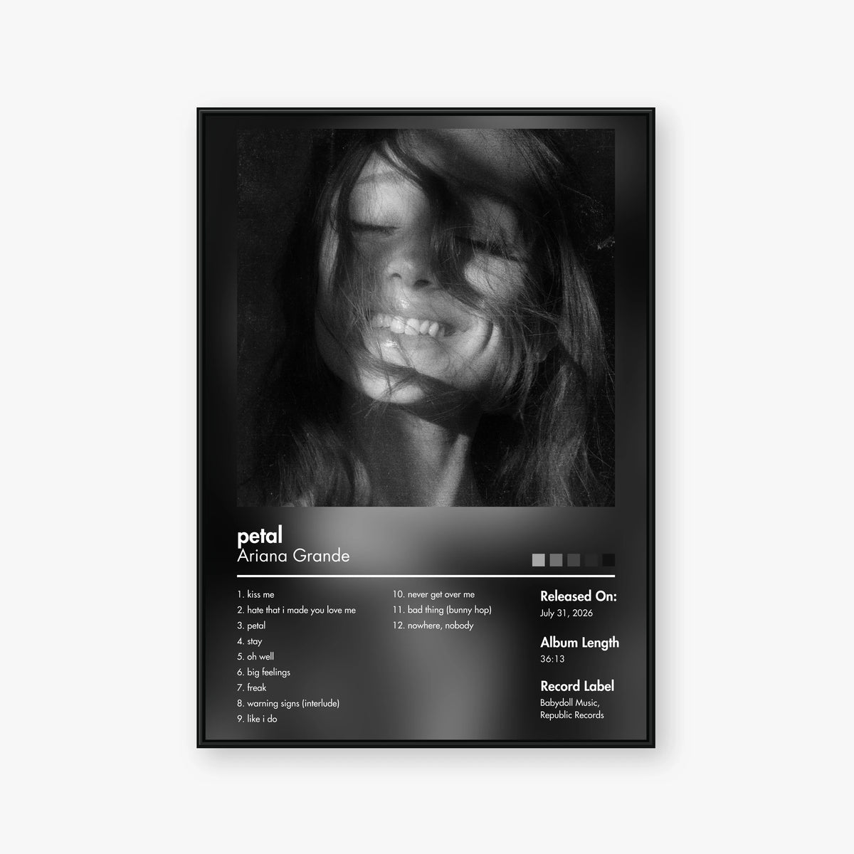 Ariana Grande — petal Album Poster — Blur frame mockup
