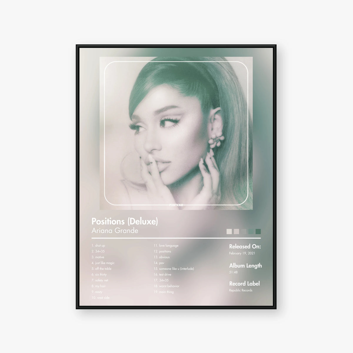 Ariana Grande — Positions (Deluxe Edition) Album Poster — Blur frame mockup