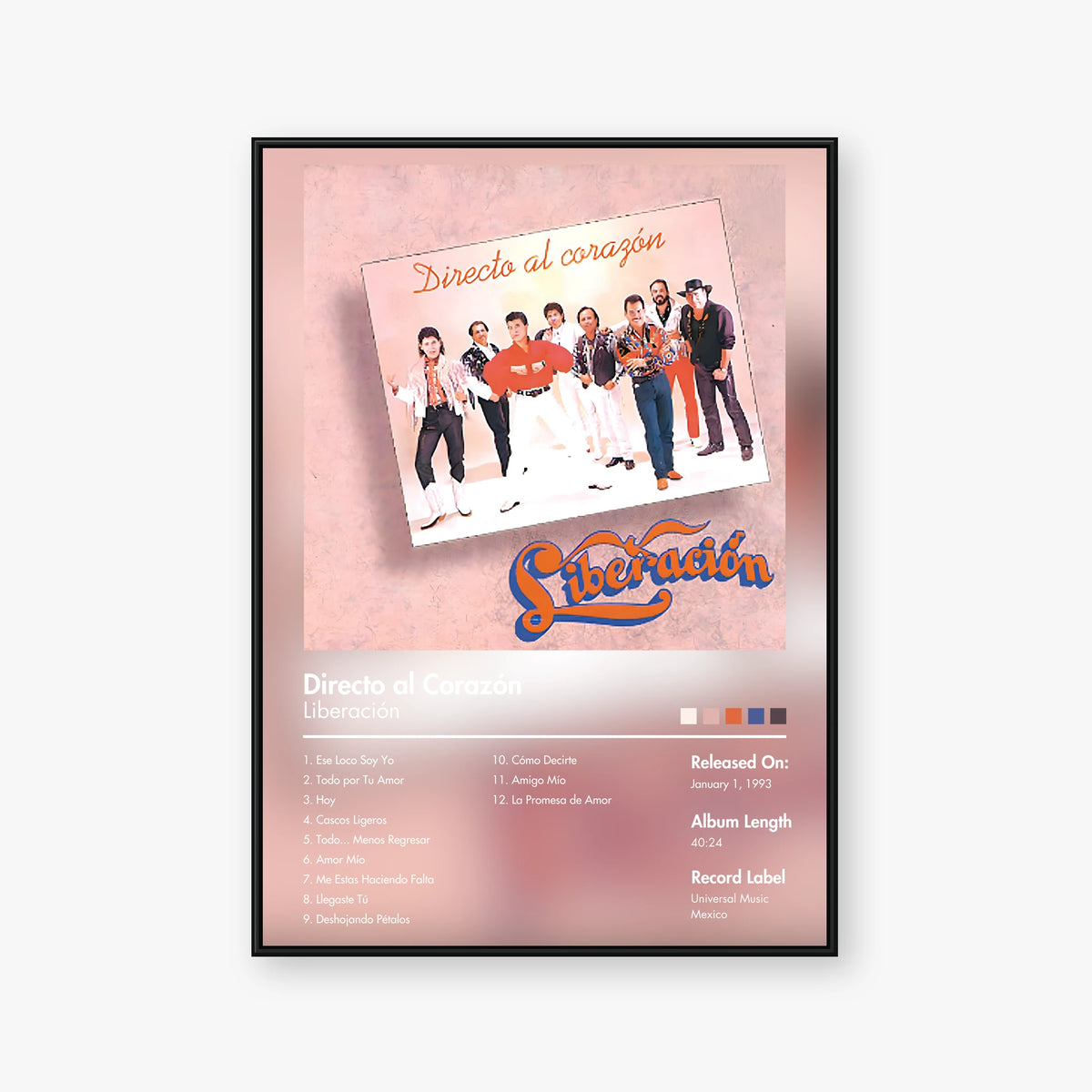 Ars Amandi — Directo al Corazon Album Poster — Blur frame mockup