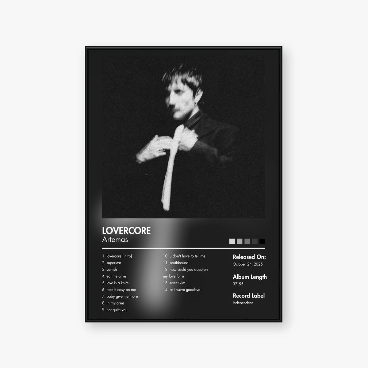 Artemas — LOVERCORE Album Poster — Blur frame mockup