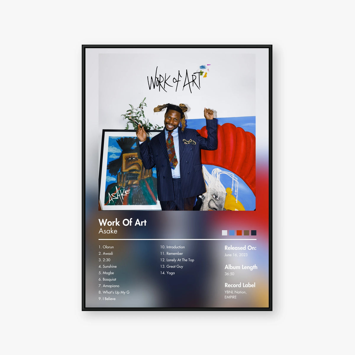 Asake — Work of Art Album Poster — Blur frame mockup