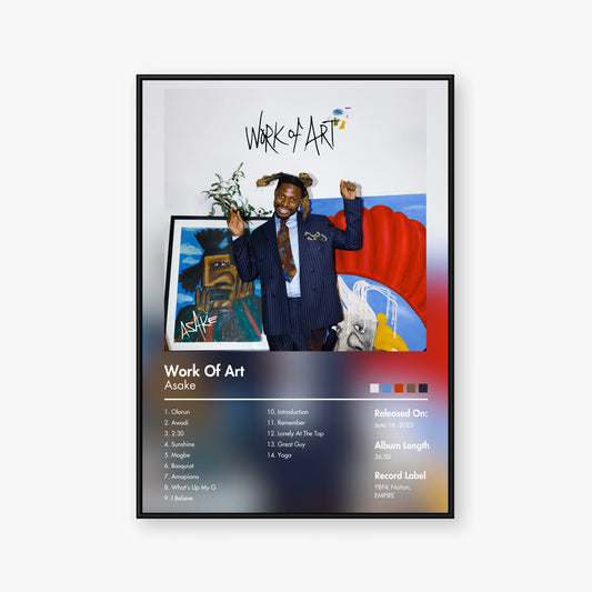 Asake — Work of Art Album Poster — Blur frame mockup