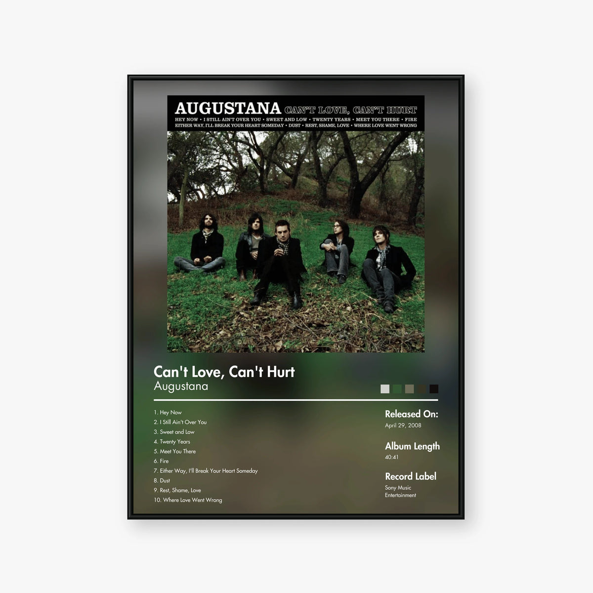 Augustana — Can't Love, Can't Hurt Album Poster — Blur frame mockup
