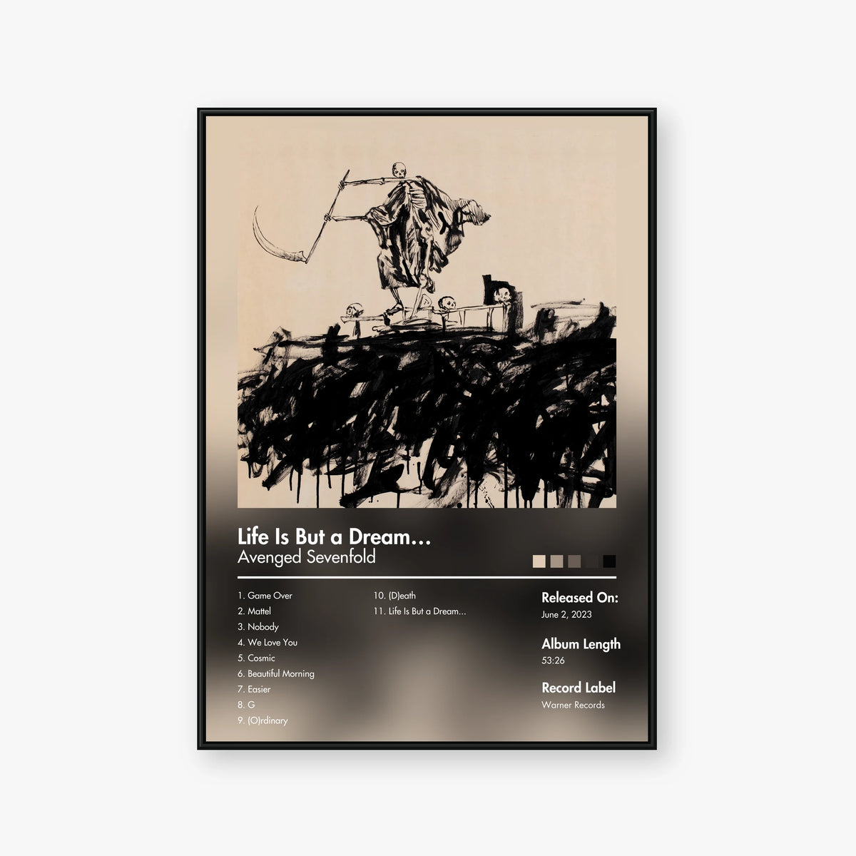 Avenged Sevenfold — Life Is But a Dream… Album Poster — Blur frame mockup