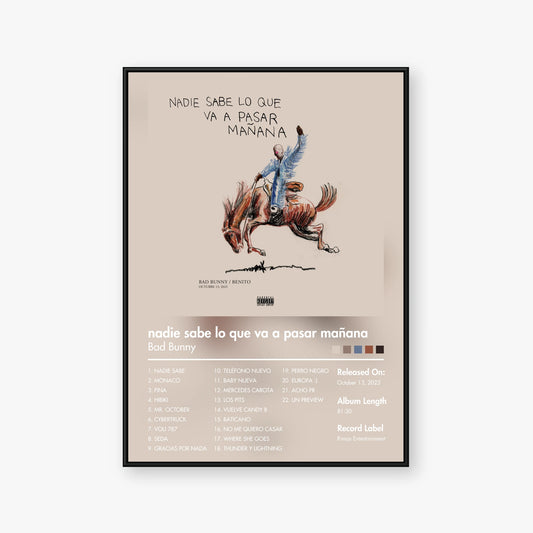 Bad Bunny — nadie sabe lo que va a pasar mañana Album Poster — Blur frame mockup