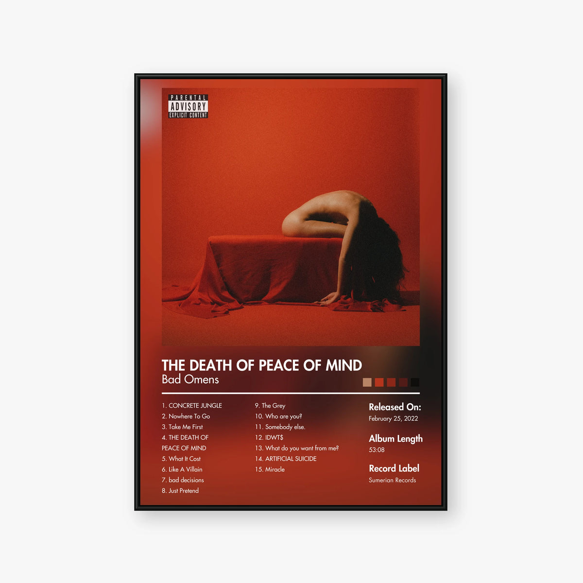 Bad Omens — THE DEATH OF PEACE OF MIND Album Poster — Blur frame mockup