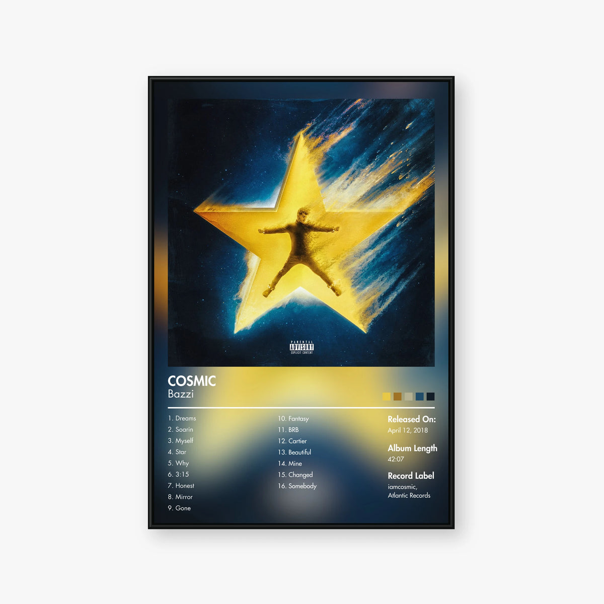 Bazzi — COSMIC Album Poster — Blur frame mockup