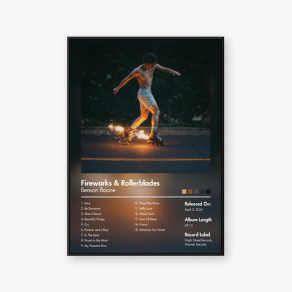 Benson Boone — Fireworks & Rollerblades Album Poster — Blur frame mockup