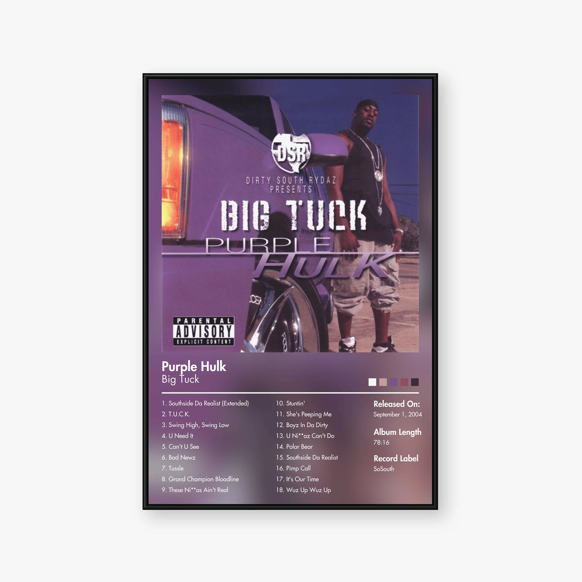 Big Tuck — Purple Hulk Album Poster — Blur frame mockup
