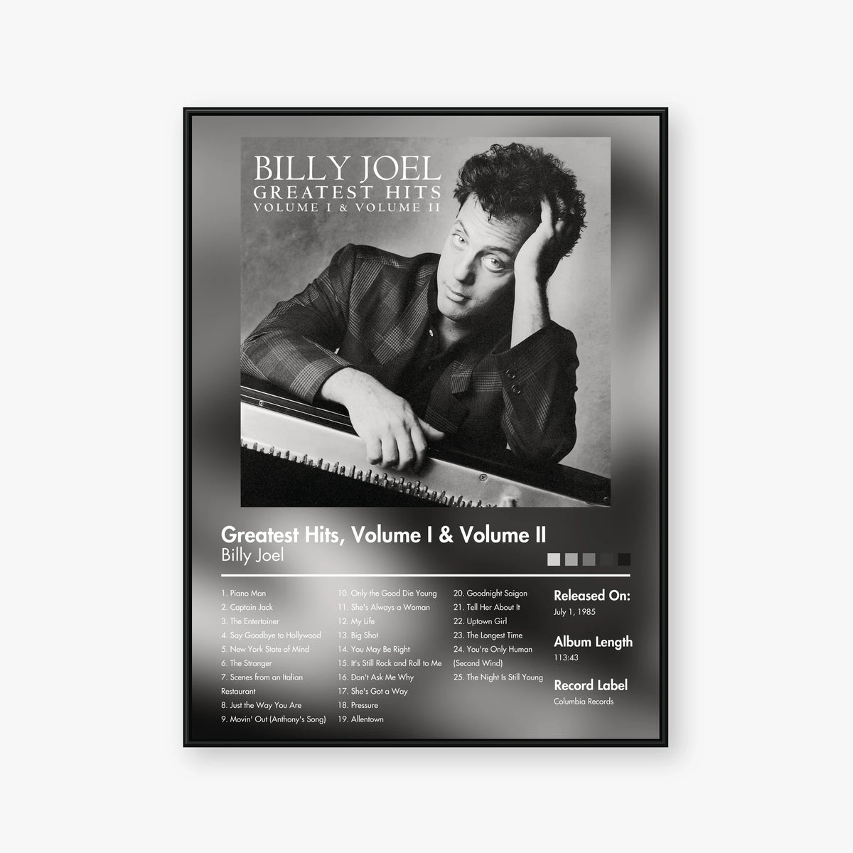 Billy Joel — Greatest Hits, Volume I & Volume II Album Poster — Blur frame mockup