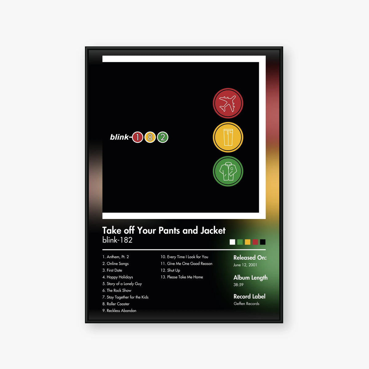 blink‐182 — Take Off Your Pants and Jacket Album Poster — Blur frame mockup