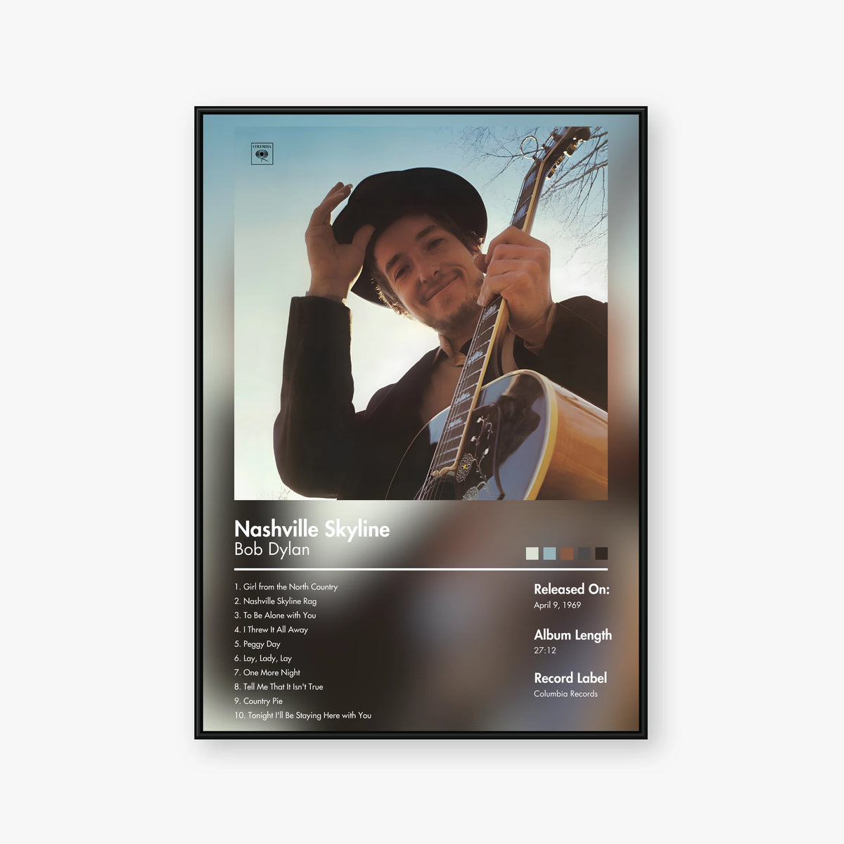 Bob Dylan — Nashville Skyline Album Poster — Blur frame mockup