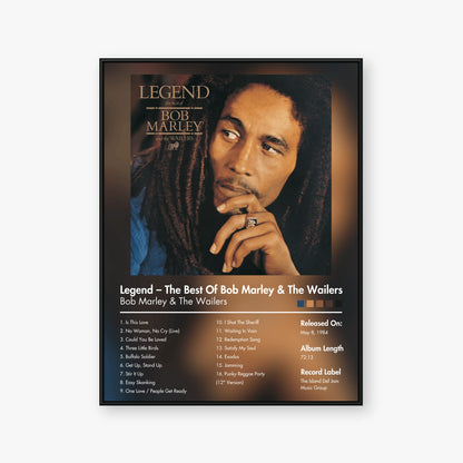 Bob Marley & The Wailers — Legend: The Best of Bob Marley and The Wailers Album Poster — Blur frame mockup