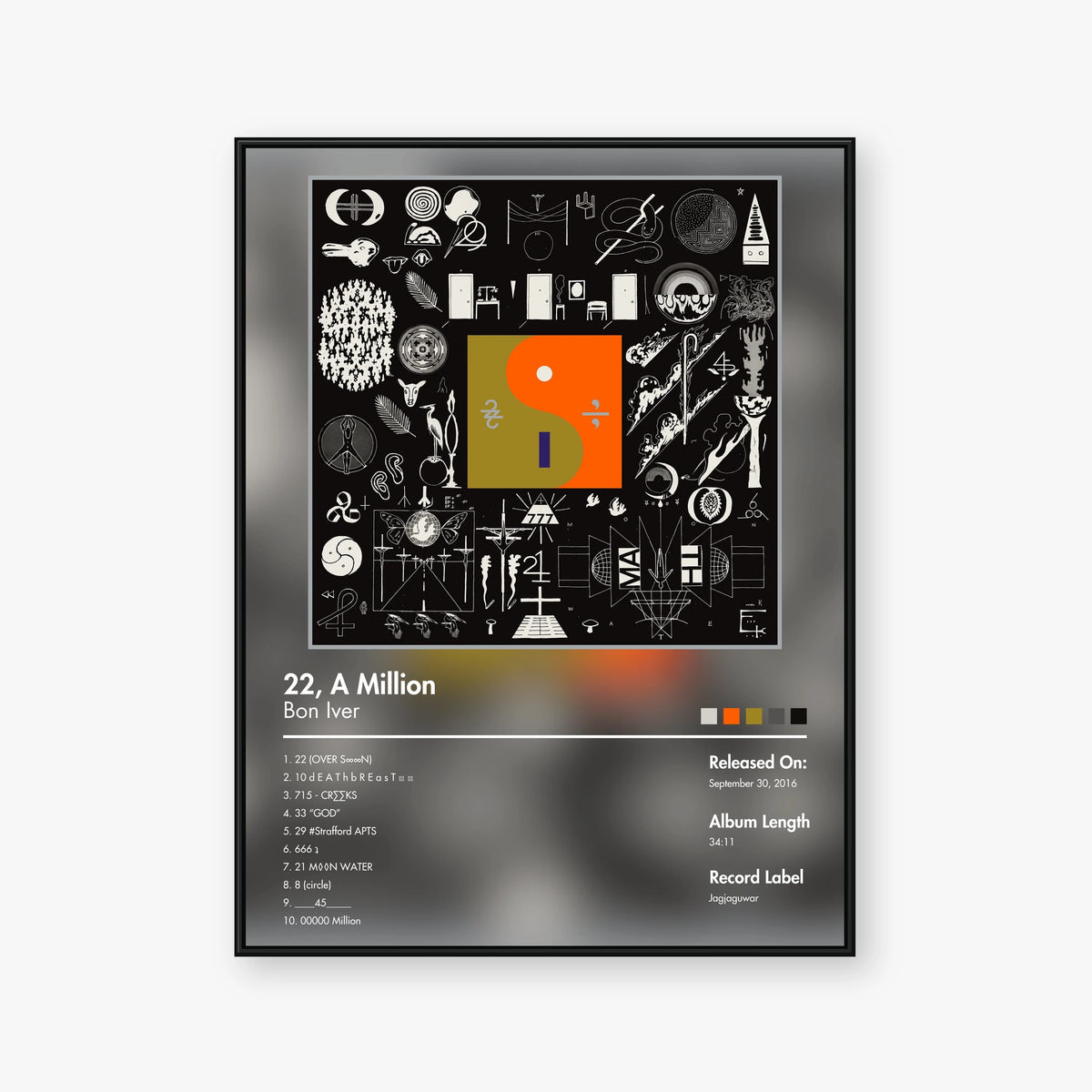 Bon Iver — 22, a Million Album Poster — Blur frame mockup