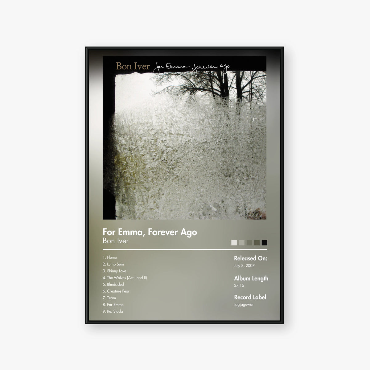 Bon Iver — For Emma, Forever Ago Album Poster — Blur frame mockup