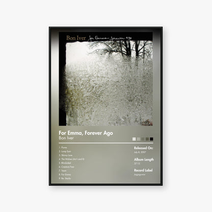 Bon Iver — For Emma, Forever Ago Album Poster — Blur frame mockup