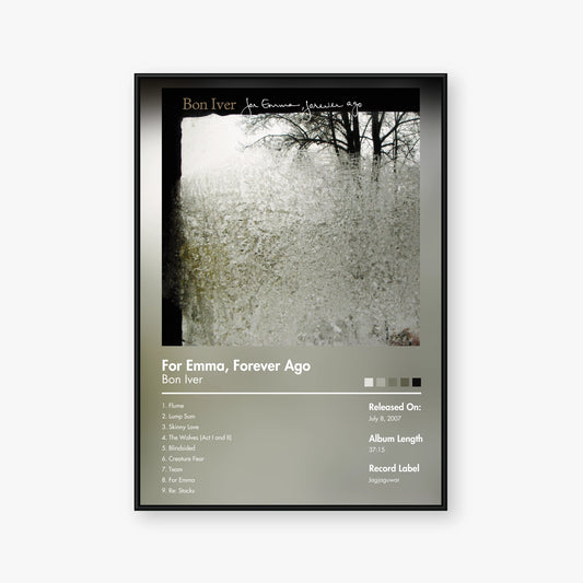 Bon Iver — For Emma, Forever Ago Album Poster — Blur frame mockup