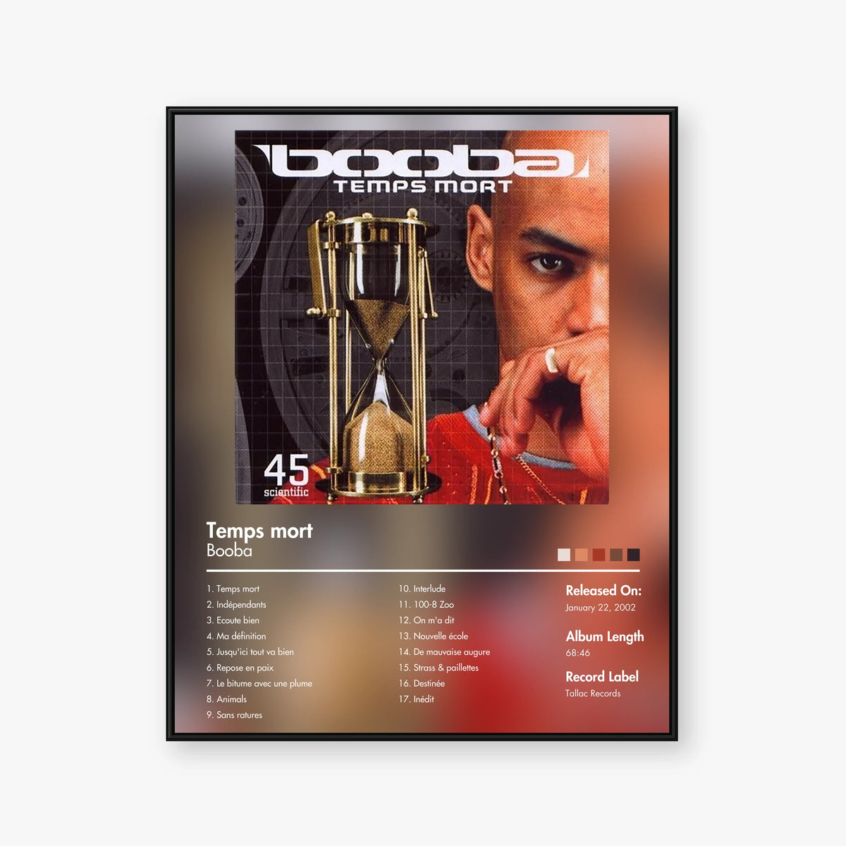 Booba — Temps mort Album Poster — Blur frame mockup
