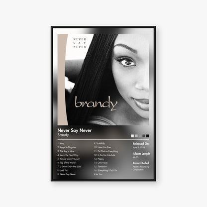 Brandy — Never Say Never Album Poster — Blur frame mockup