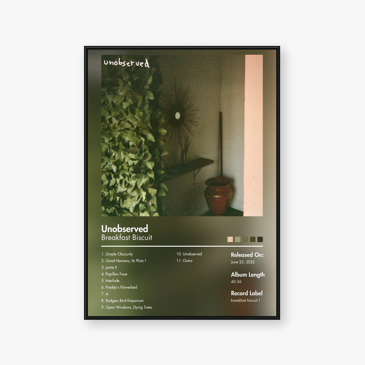 Breakfast Biscuit — Unobserved Album Poster — Blur frame mockup