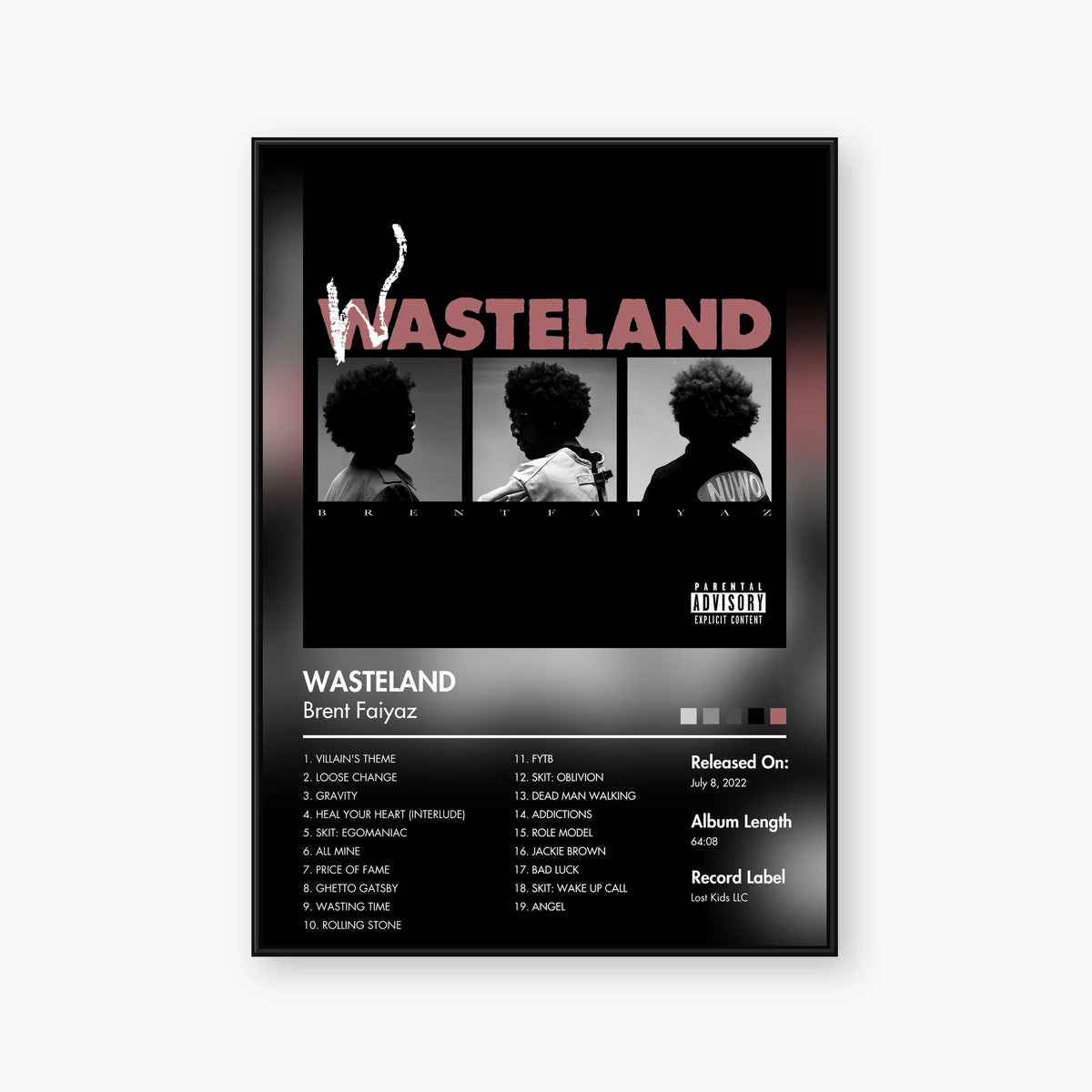 Brent Faiyaz — WASTELAND Album Poster — Blur frame mockup