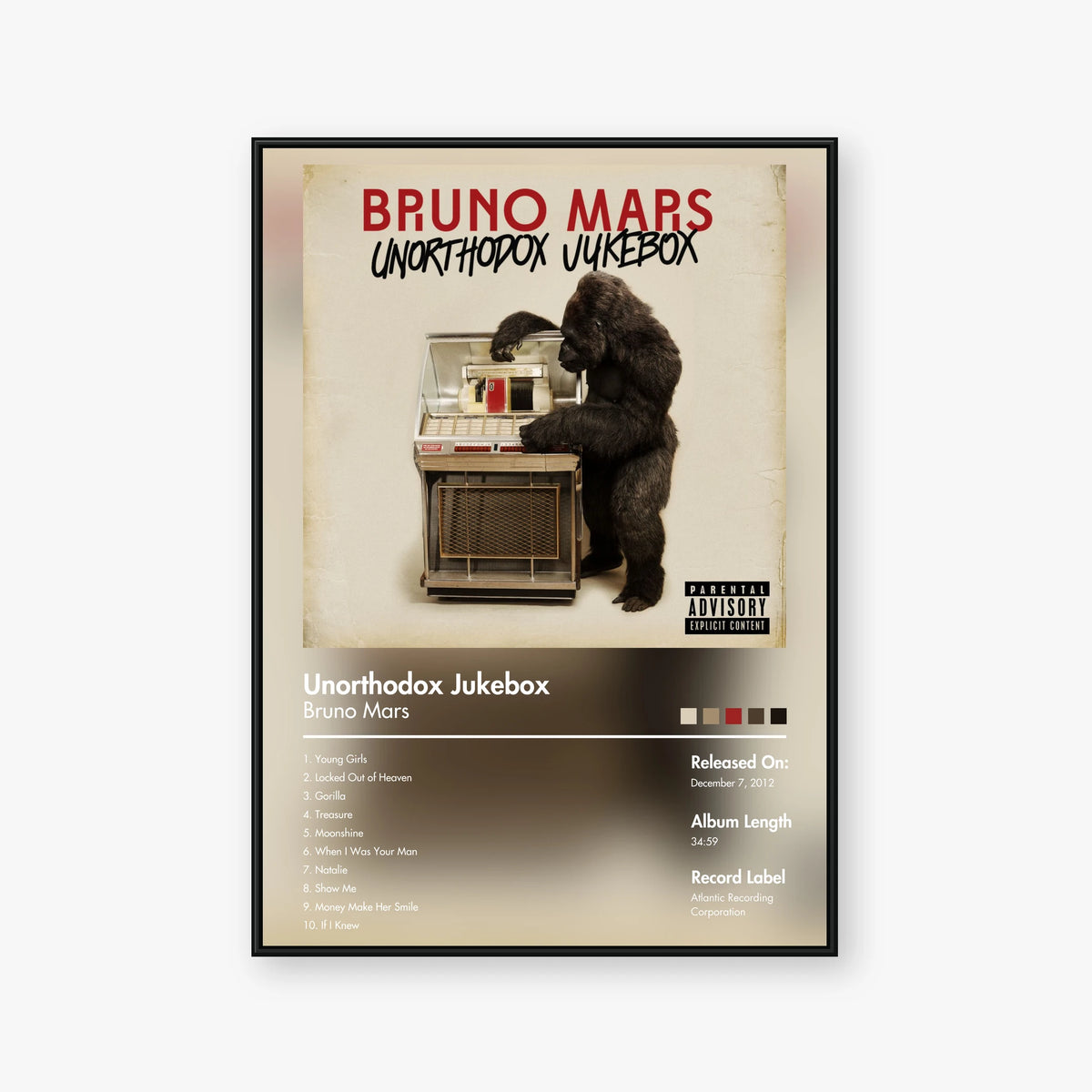 Bruno Mars — Unorthodox Jukebox Album Poster — Blur frame mockup