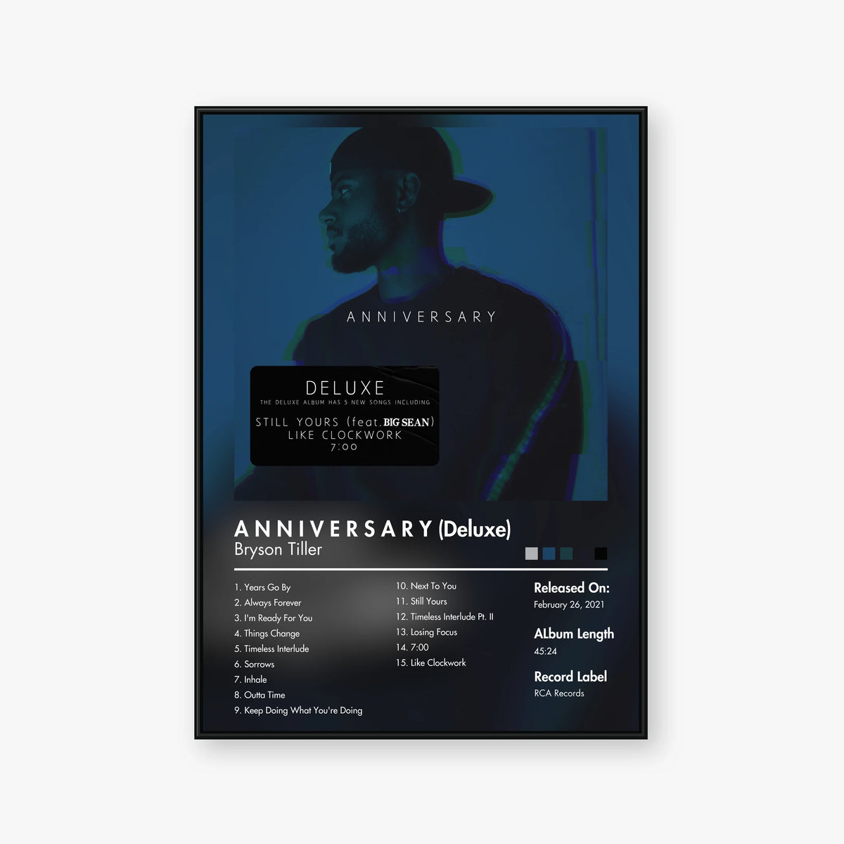 Bryson Tiller — A N N I V E R S A R Y (Deluxe) Album Poster — Blur frame mockup