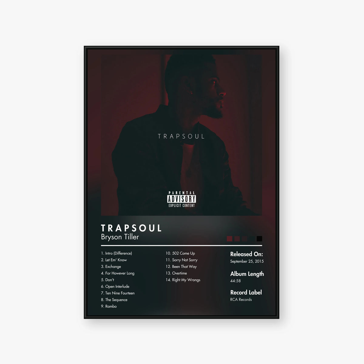 Bryson Tiller — T R A P S O U L Album Poster — Blur frame mockup