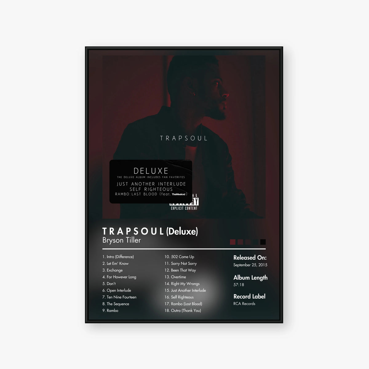 Bryson Tiller — T R A P S O U L (Deluxe) Album Poster — Blur frame mockup