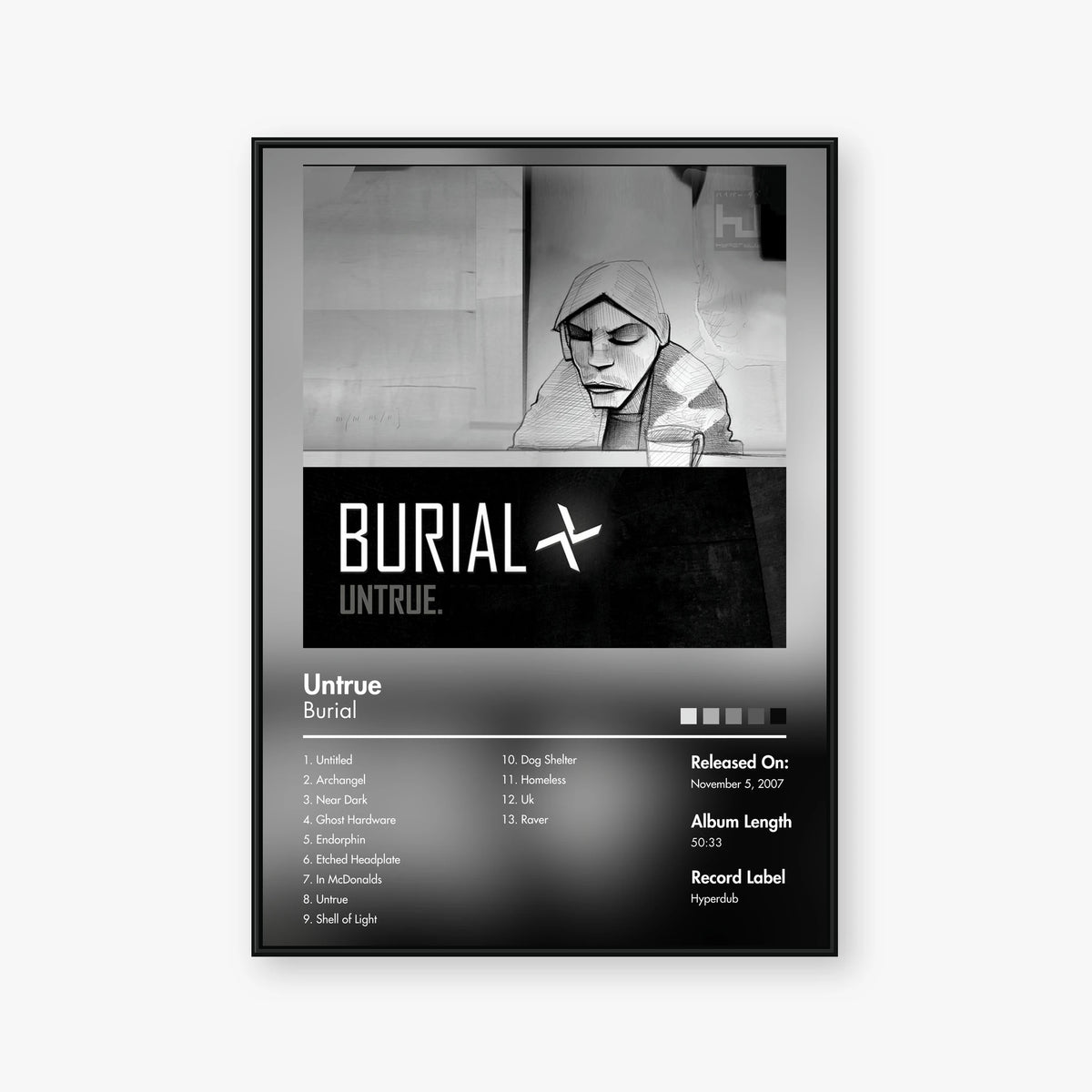 Burial — Untrue Album Poster — Blur frame mockup