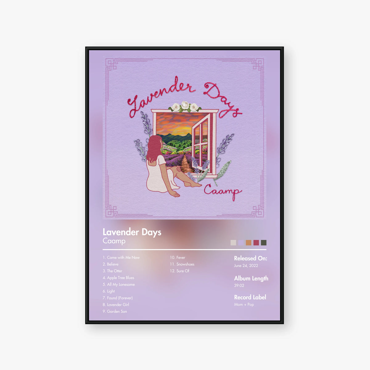 Caamp — Lavender Days Album Poster — Blur frame mockup