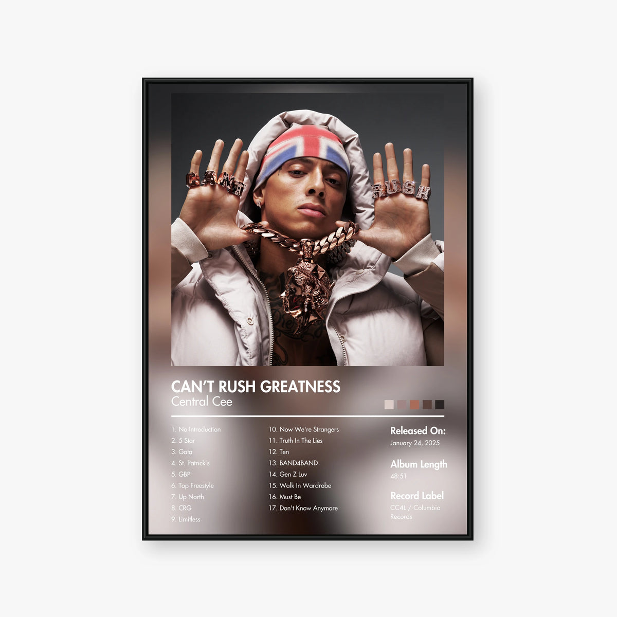 Central Cee — CAN'T RUSH GREATNESS Album Poster — Blur frame mockup