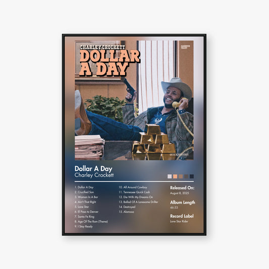 Charley Crockett — Dollar A Day Album Poster — Blur frame mockup