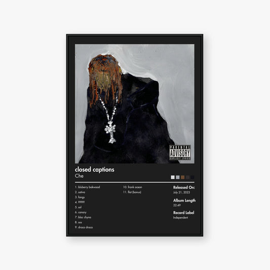 che — closed captions Album Poster — Blur frame mockup