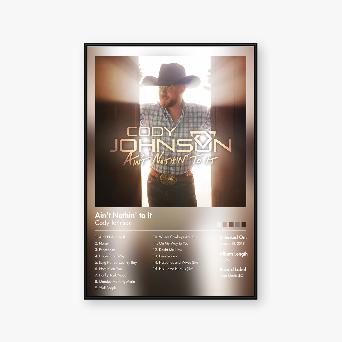 Cody Johnson — Ain't Nothin' to It Album Poster — Blur frame mockup