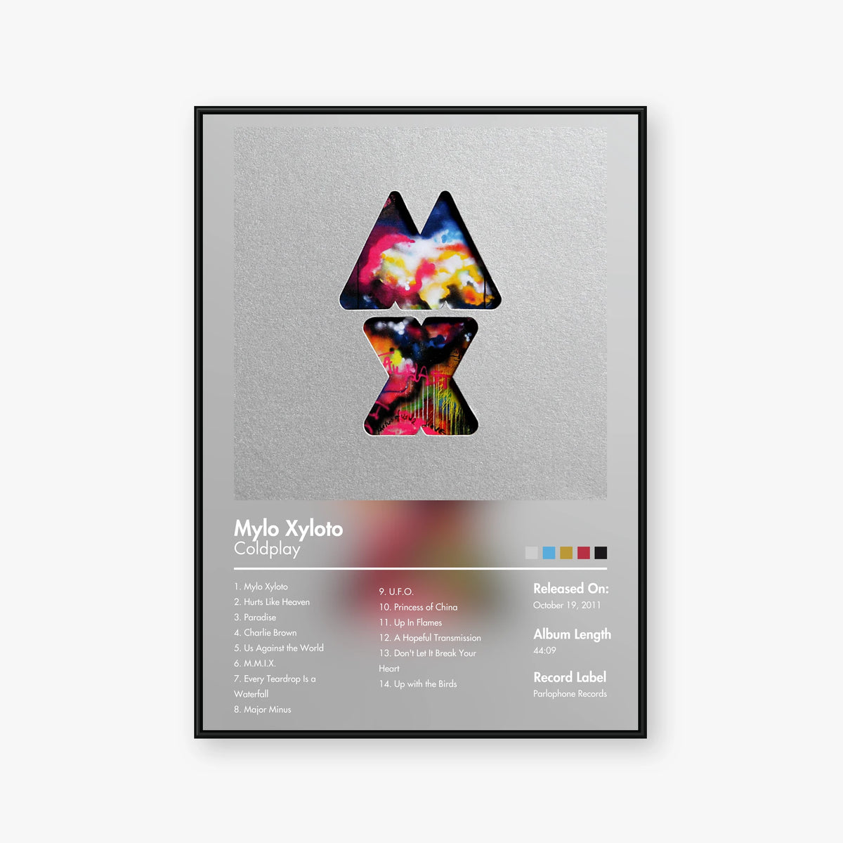 Coldplay — Mylo Xyloto Album Poster — Blur frame mockup