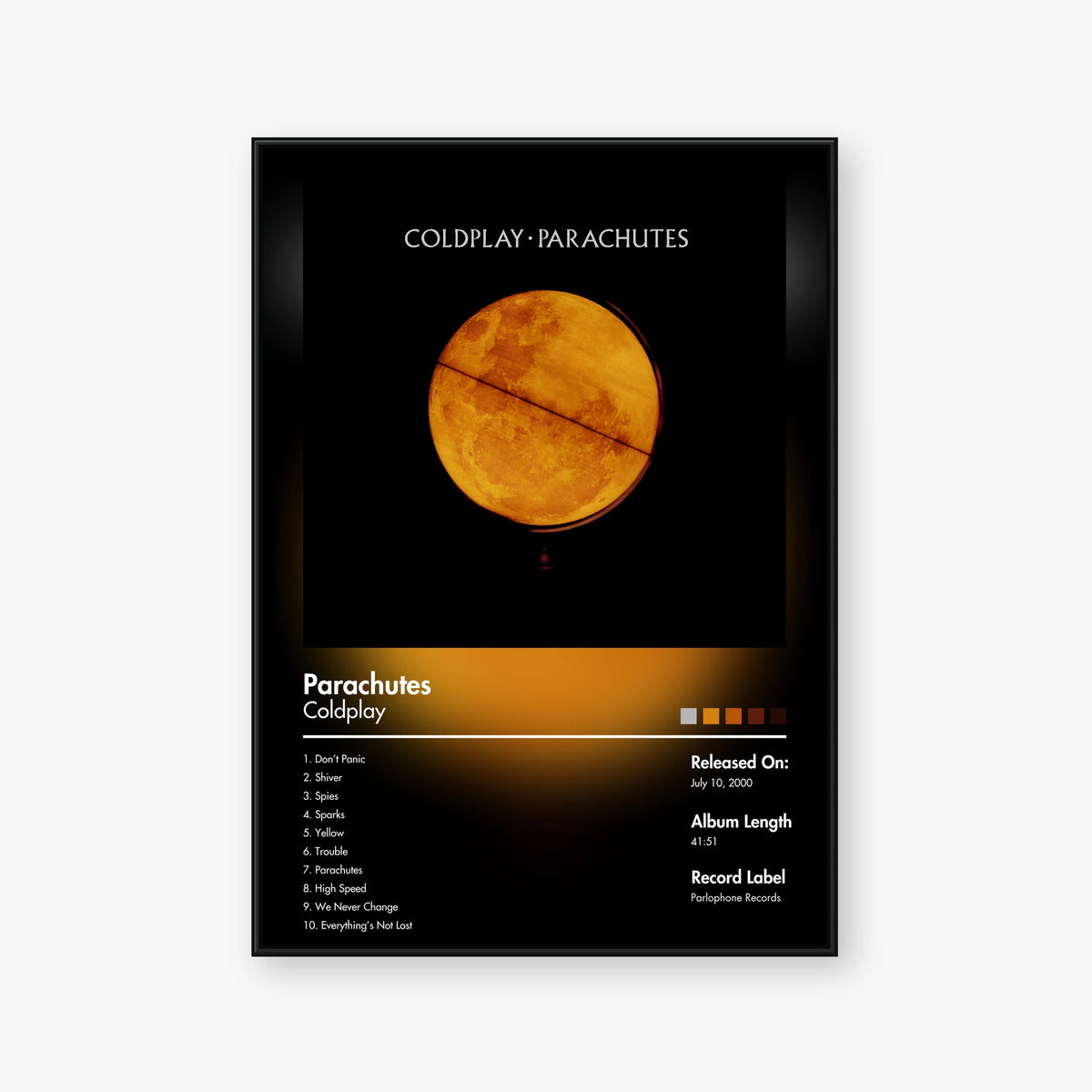 Coldplay — Parachutes Album Poster — Blur frame mockup