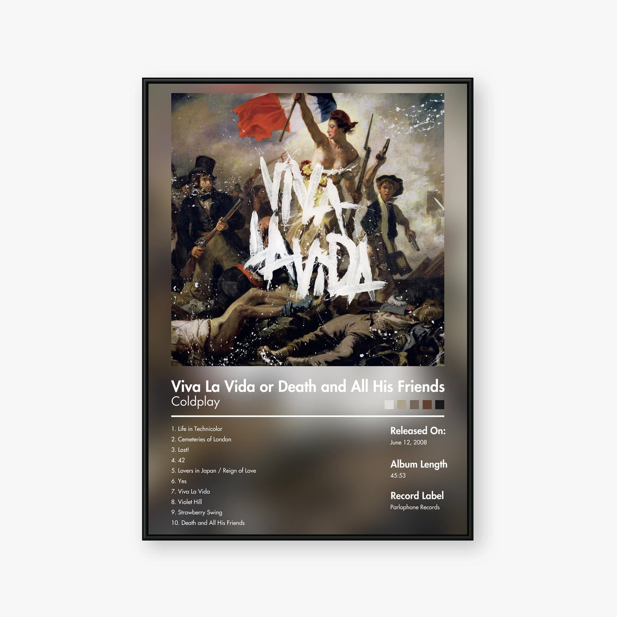 Coldplay — Viva la Vida or Death and All His Friends Album Poster — Blur frame mockup